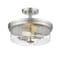 Z-Lite Bohin 2 Light Semi Flush Mount, Brushed Nickel And Clear Seedy 464SF-BN - alternate 3
